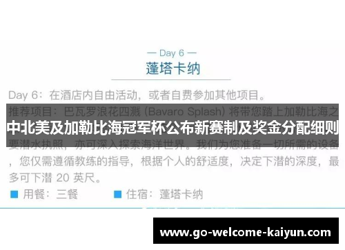 中北美及加勒比海冠军杯公布新赛制及奖金分配细则